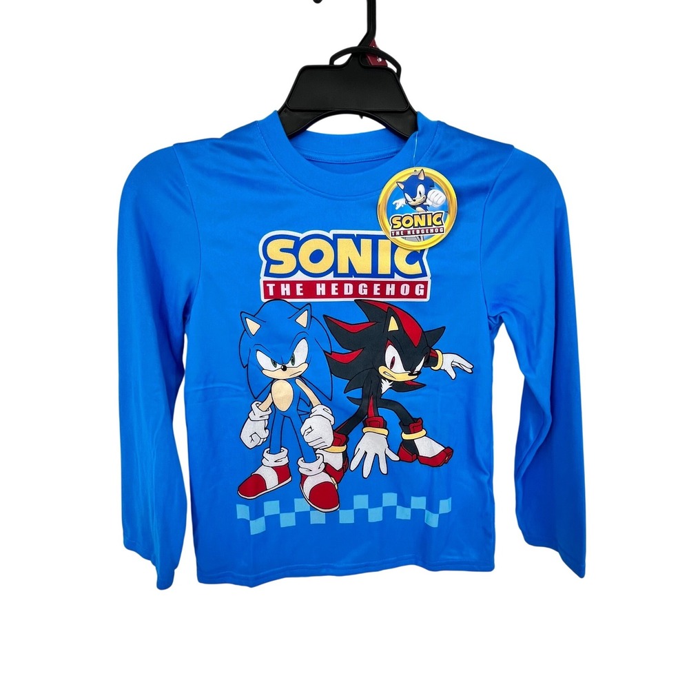Sonic the Hedgehog Pajama Set Boys Size 8 Blue Long Sleeve Shadow 2pc NEW